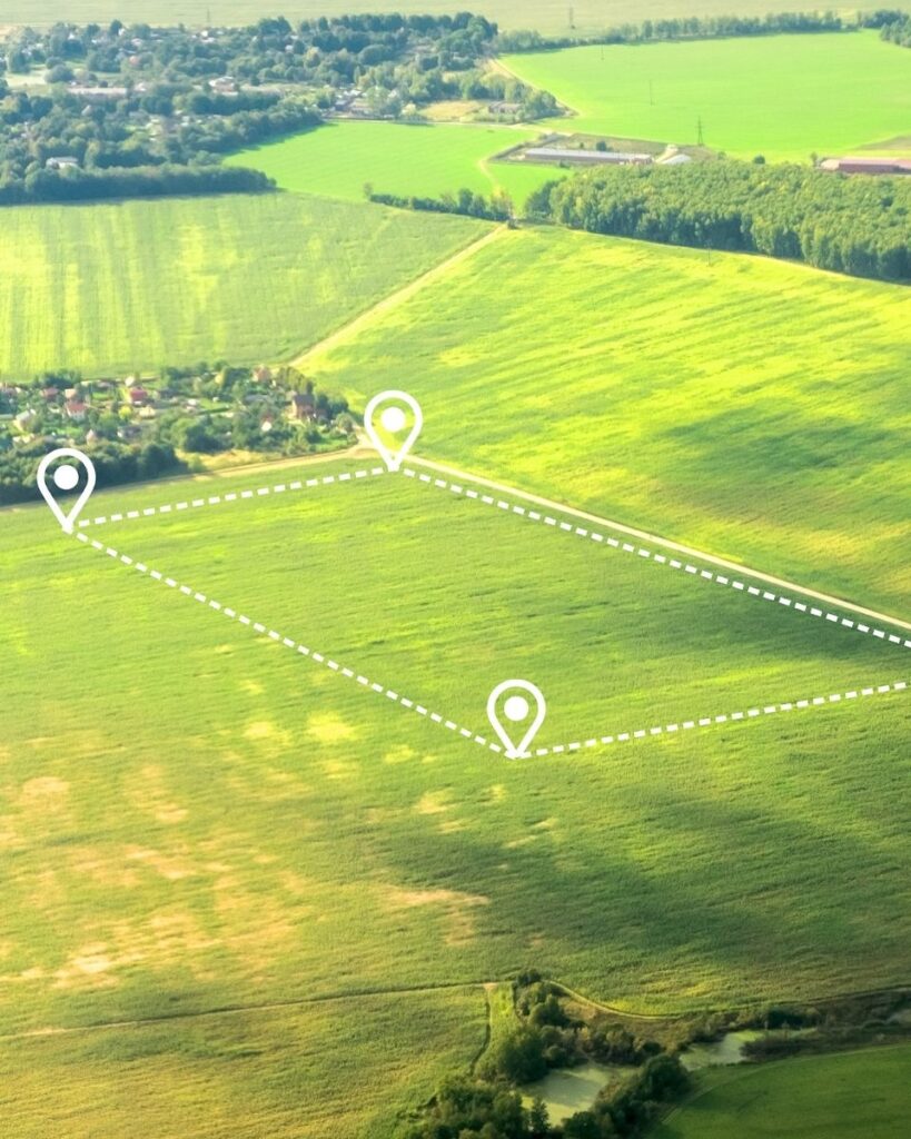 Illustration montrant le tracé et les limites d’un terrain au sein d’une zone constructible